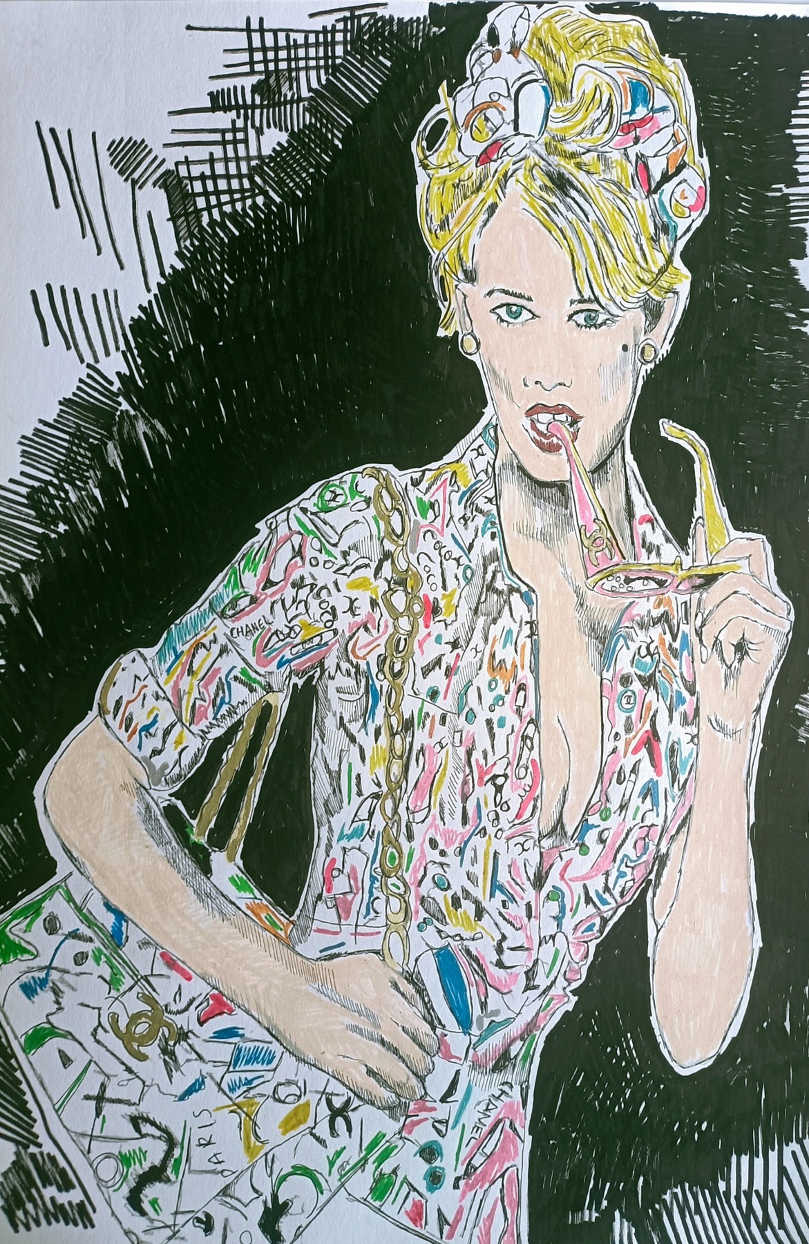 Portrait coloré dessiné par G.WEN